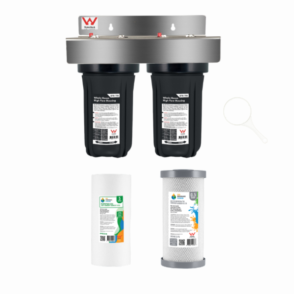 whole house High performance Twin Stage  water filter system  with stainless steel bracket 10 inch x 4.5 inch (ncwht1045)