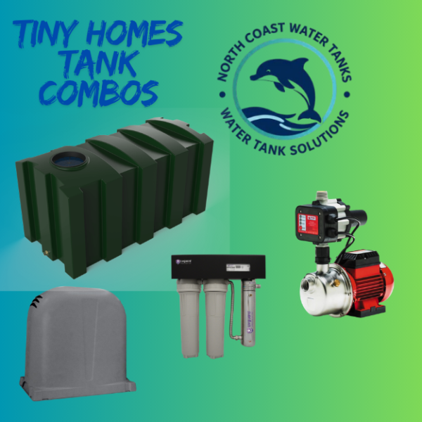 Bushmans 2000L premium underdeck poly Rainwater Tank Package with orange sj100pm pressure Pump- uv-guard filter system – pump cover