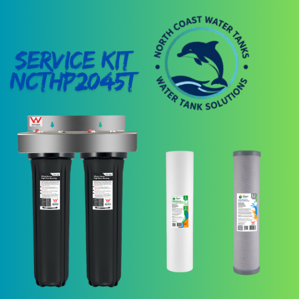 service kit Whole House Water Filter High performance Twin Stage Filter System (Tank Water) stainless steel bracket 20”x 4.5” (ncthp2045)