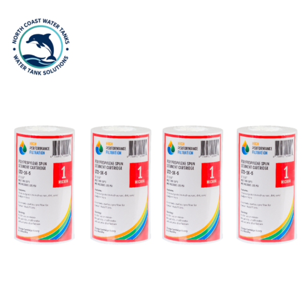 1 Micron Polyspun Sediment Filter Cartridge  5" x 2.5"     4 pack