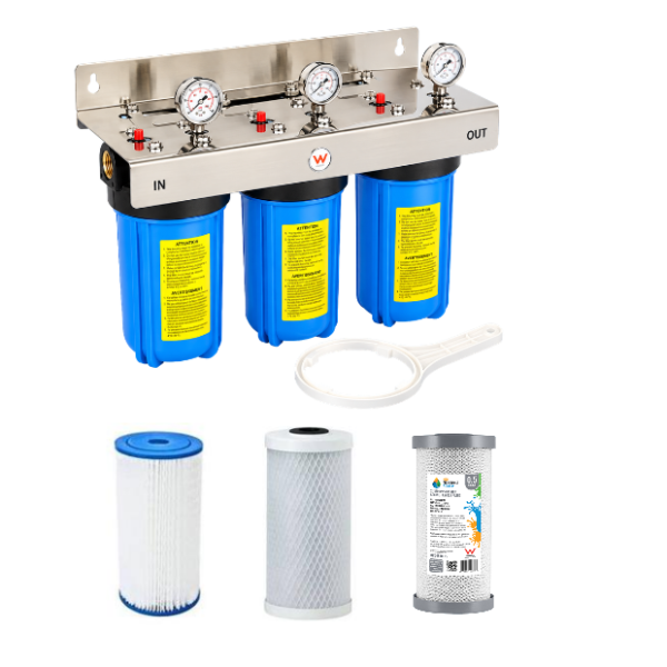 Big Blue/High Flow Triple 10″ x 4.5'' Whole House Water Filter